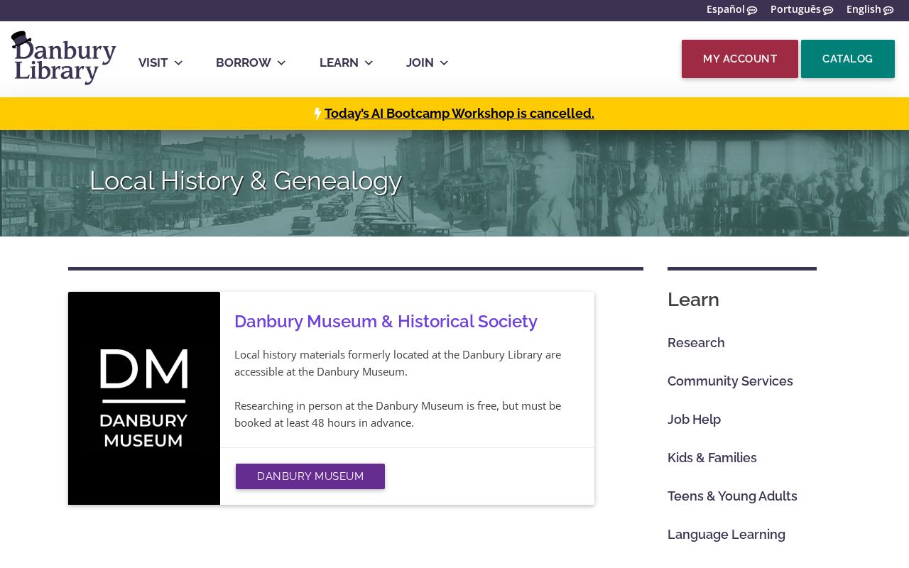 Danbury city directory view of local-history research access