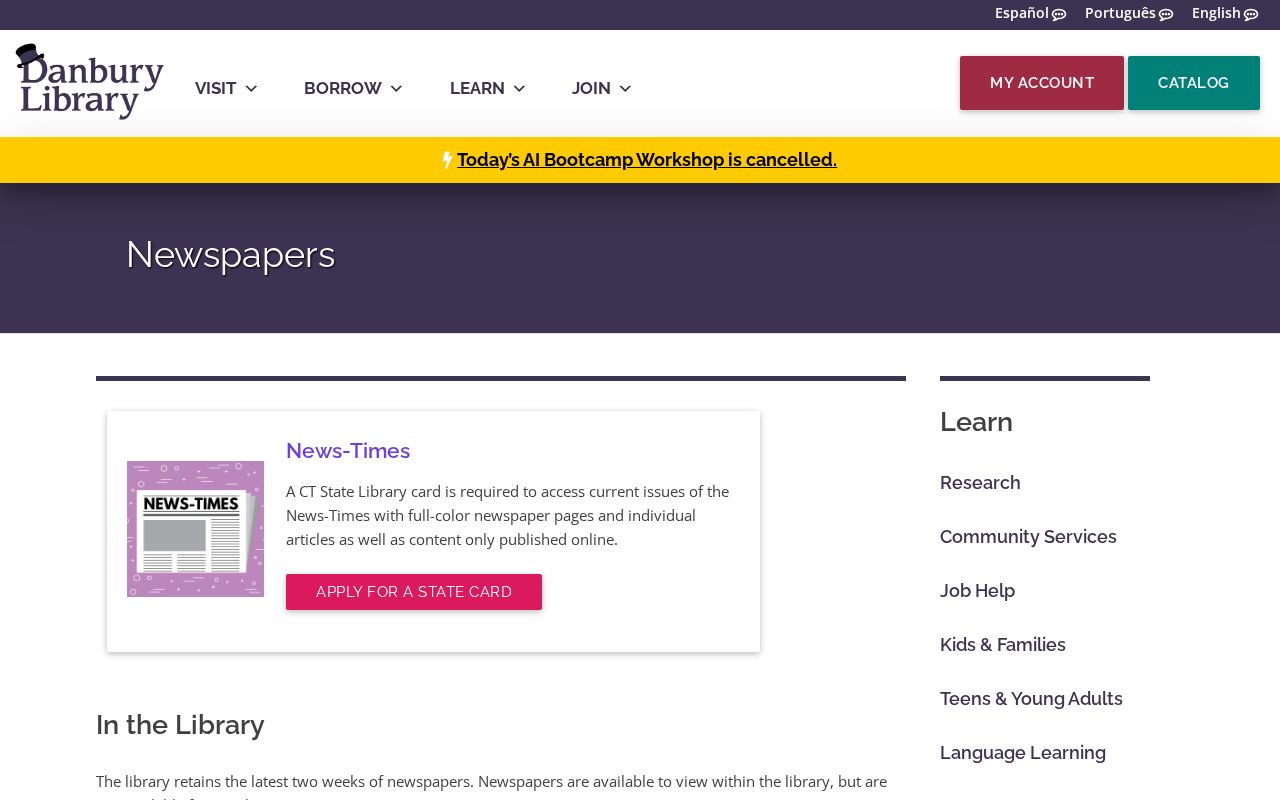 Danbury city directory view of local newspaper research resources