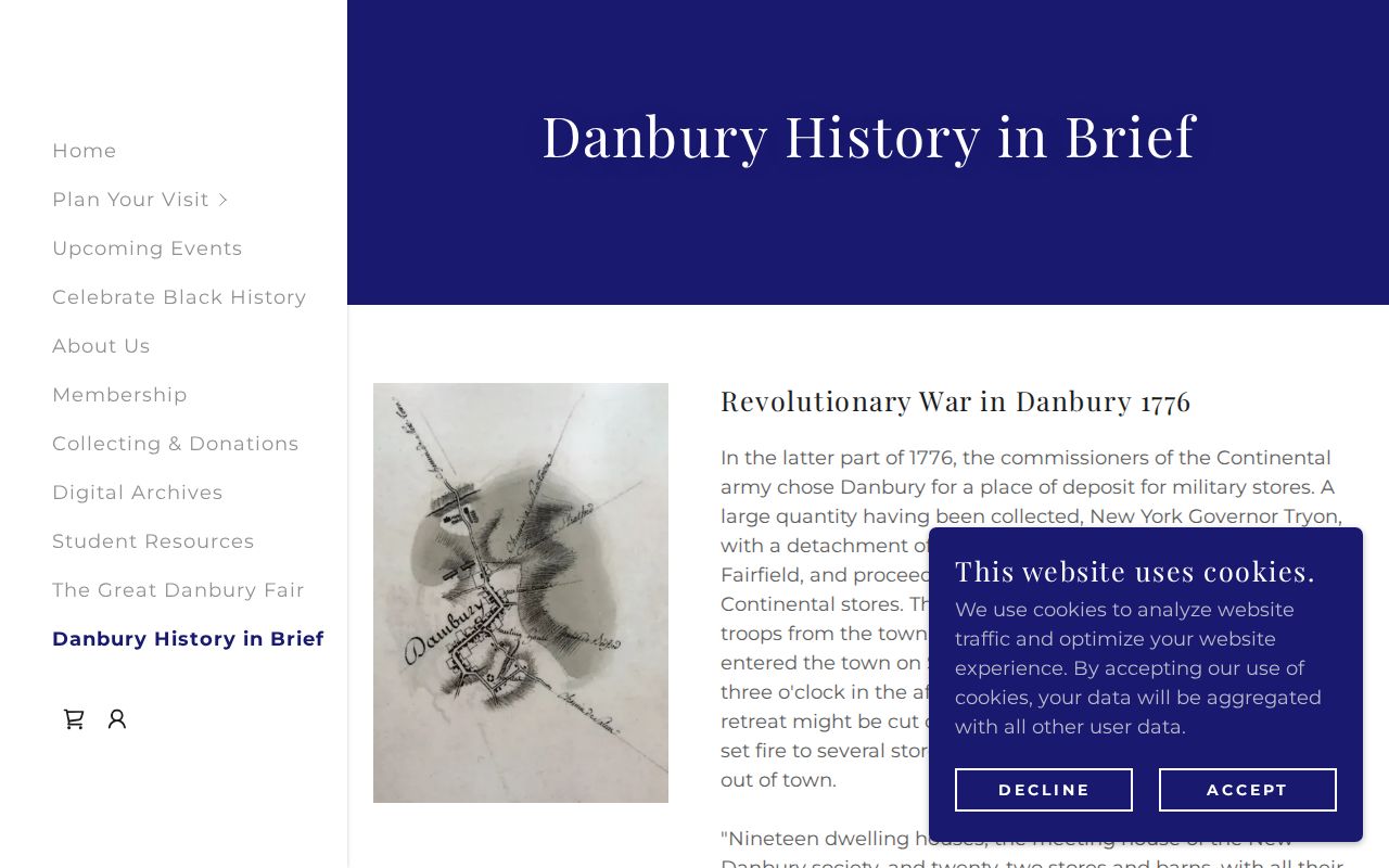 Danbury previous residents view of the Danbury local history timeline
