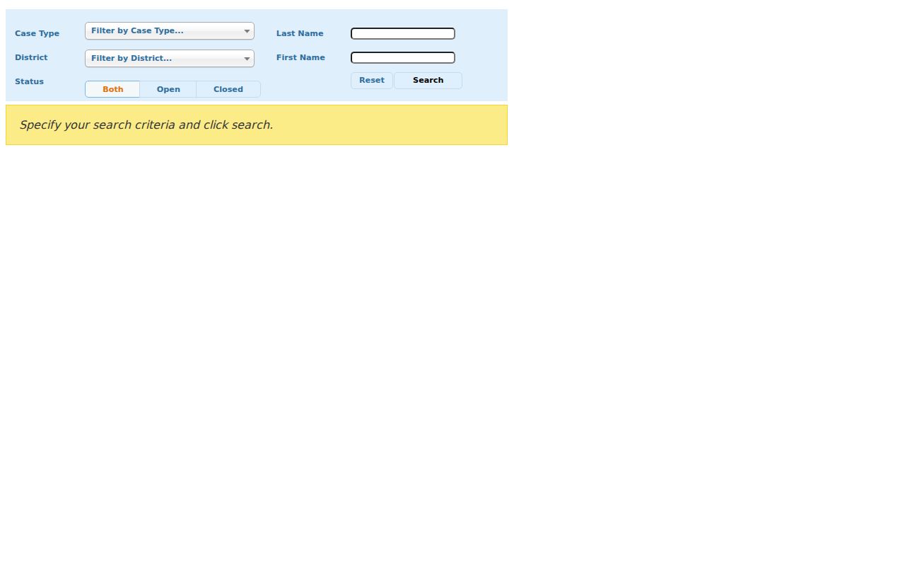 Danbury resident lookup view of the Danbury Probate Case Lookup
